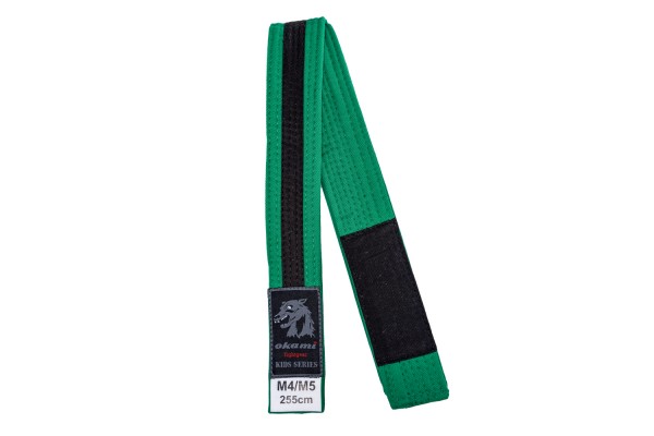 okami fightgear Kids BJJ Belt - green / black