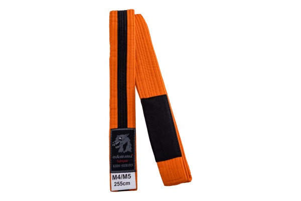 okami fightgear Kids BJJ Belt - orange / schwarz